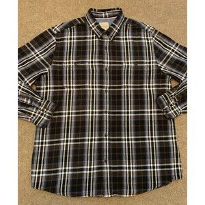 Roebuck & Co Flannel Shirt Mens 2XLT Long Sleeve Plaid Button Up Cotton Vintage